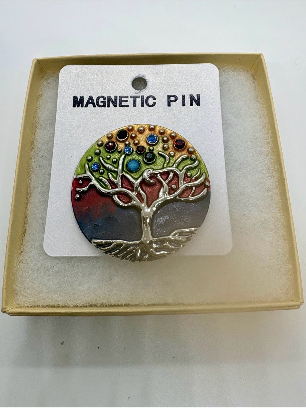 Magnetic Tree of Life Enamel Pin Brooch - Multicolor